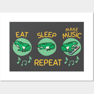 Eat sleep music funny frog Posters and Art